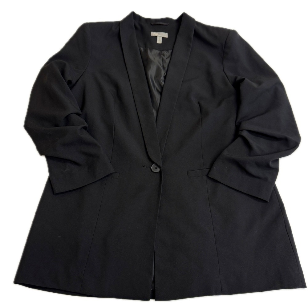 ASOS Blazer Womens 14 Black Jacket Ruched Sleeve Career‎ Minimalist Office
